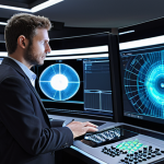 **Prompt 1 (Focus: Innovation, Technology, and Professional Expertise):**
    "A professional acoustical and vibration engineer, dressed in modern business casual attire, stands confidently in a sophisticated, high-tech control room or a futuristic smart city command center. Around them, advanced holographic interfaces display intricate sound wave patterns, complex vibration frequency analyses, and real-time data streams from IoT sensors networked across a sprawling urban landscape or a large industrial complex. The scene emphasizes precision, data-driven solutions, and cutting-edge technology in the field of noise and vibration control. Lighting is sharp and futuristic, with a blend of natural and ambient LED glows. High-resolution, detailed, and conveying a sense of global impact and innovation."