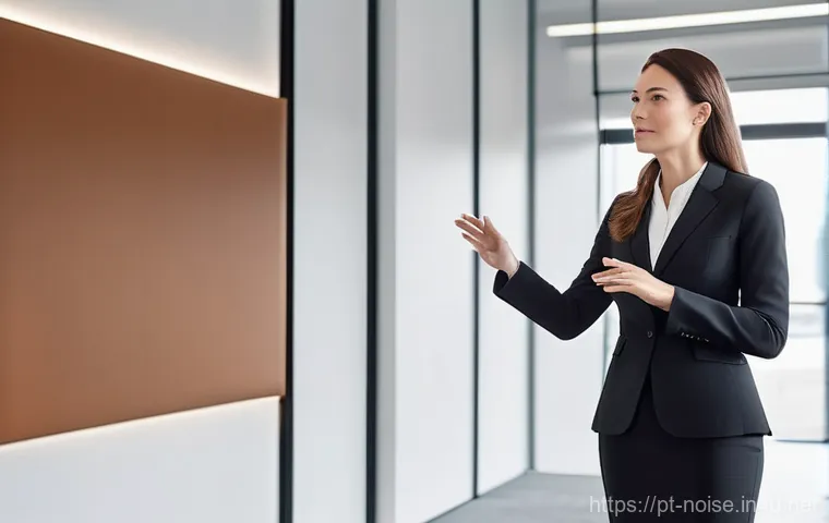 소음진동기사 합격률 통계 - **Prompt:** A focused professional acoustic engineer, wearing smart business casual attire, stands i...